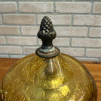 Vintage Mid Century Amber Crackle Swag Light Lamp Fixture Ceiling Mount Boho