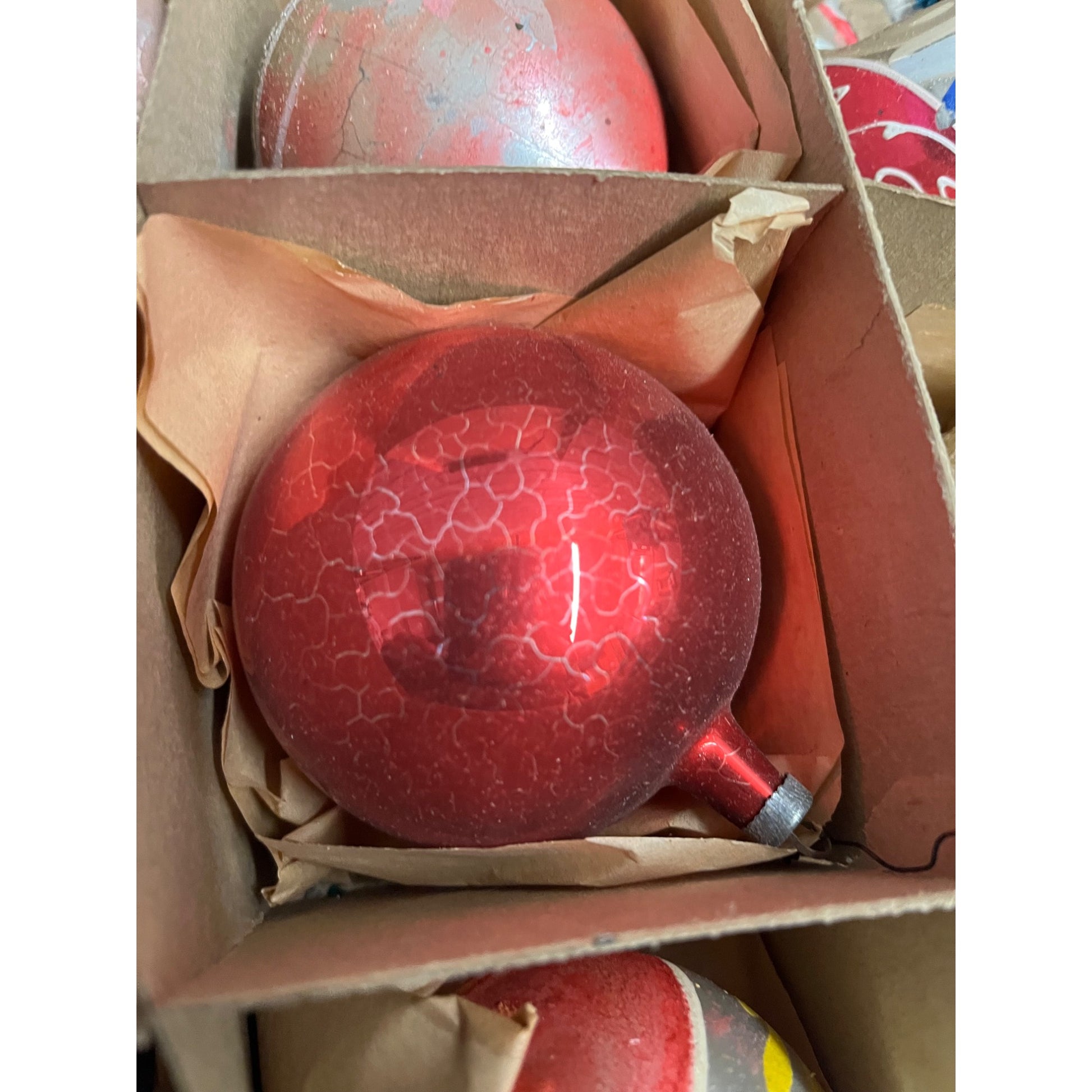 Vintage c1930s Box of Heidt Glass Works Hand Blown Christmas Ornaments
