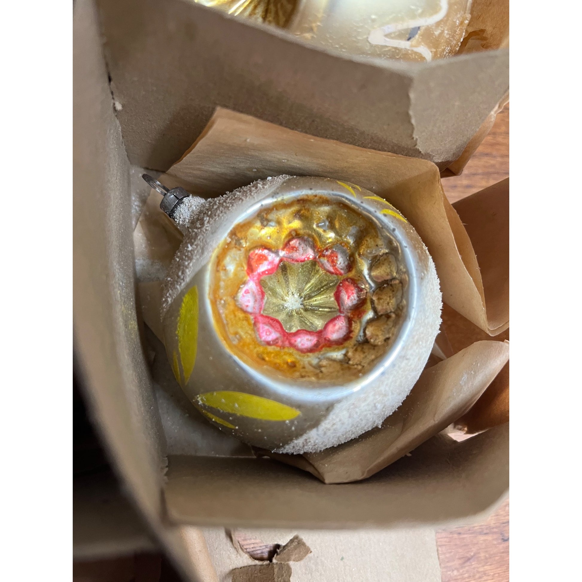 Vintage c1930s Box of Heidt Glass Works Hand Blown Christmas Ornaments