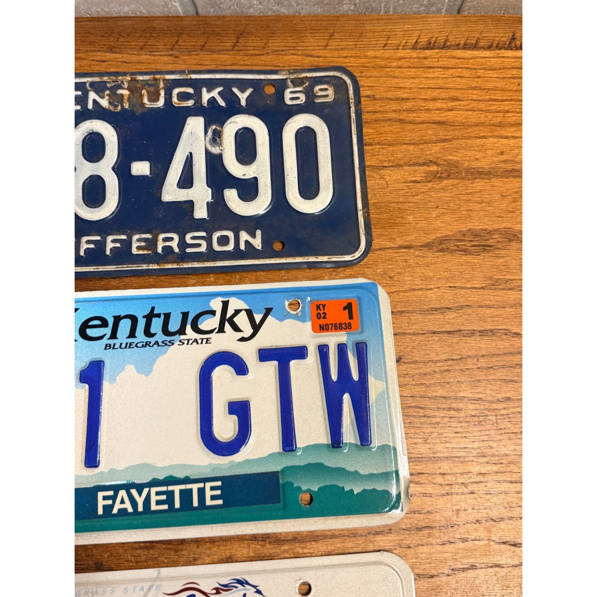 Vintage Lot of Three (3) Kentucky State License Plates 1969, 2003, 2007