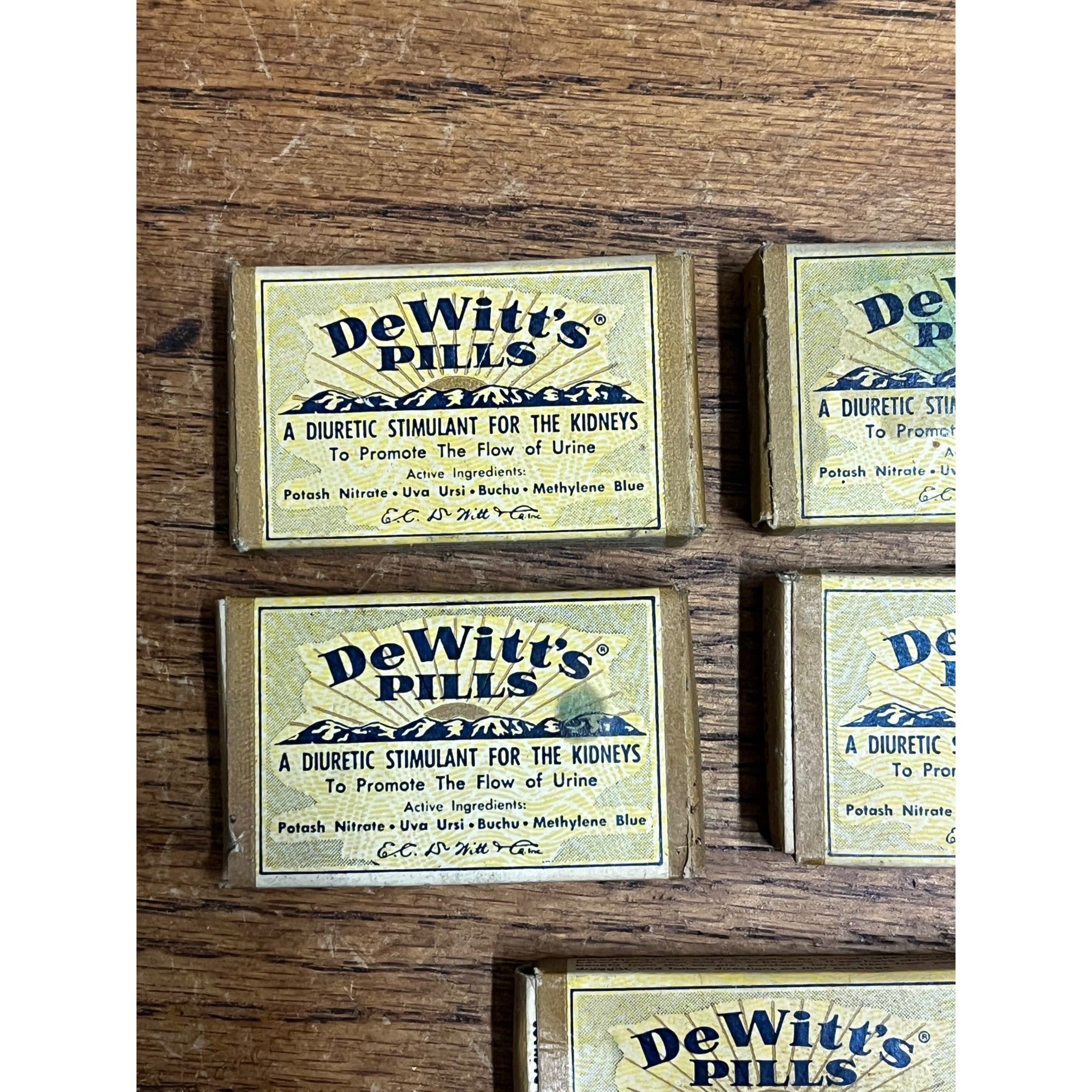 Vintage 1930s Dewitts Pills Kidney Pharmacy Medicine Boxes NOS FULL Lot (5)