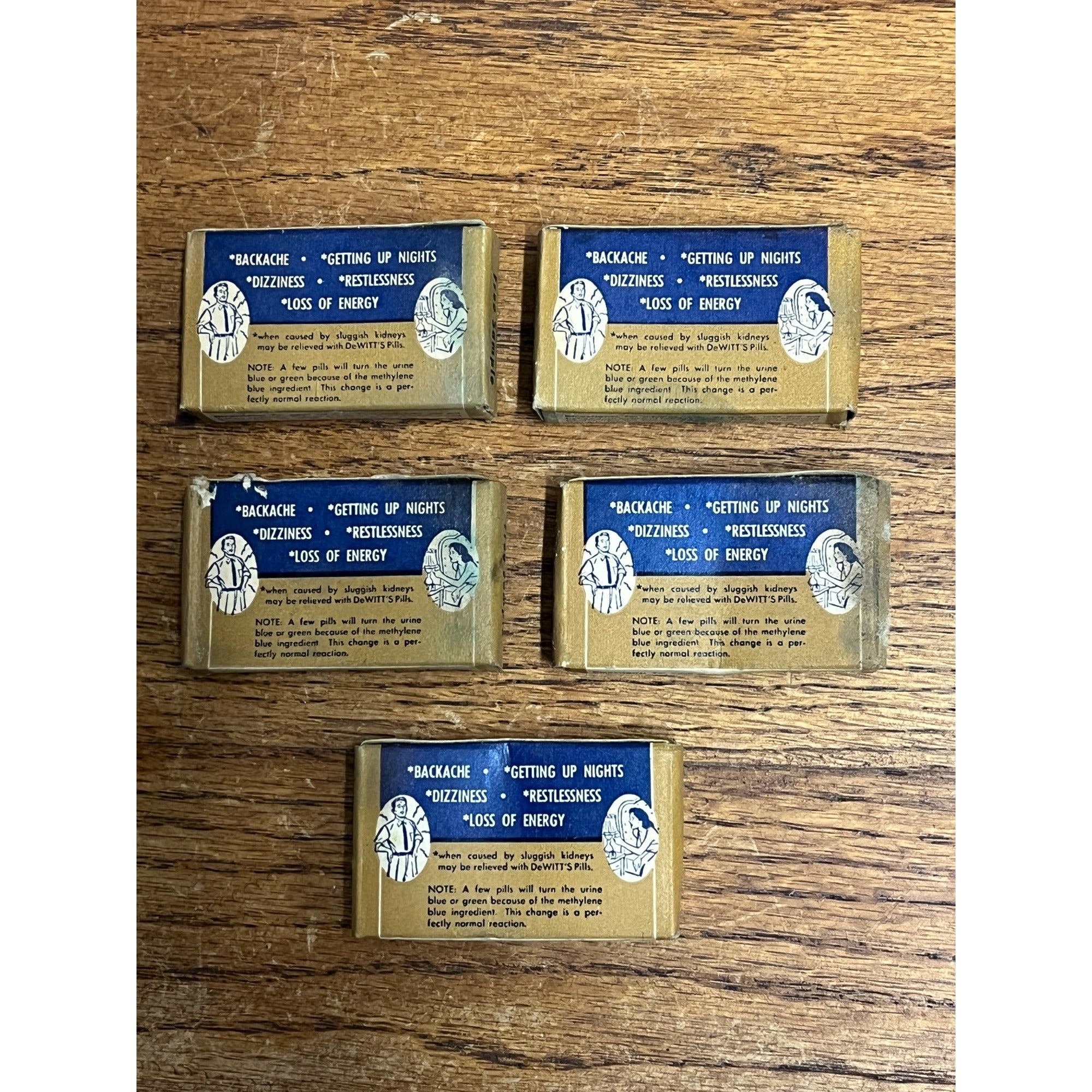 Vintage 1930s Dewitts Pills Kidney Pharmacy Medicine Boxes NOS FULL Lot (5)