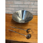 Vintage 1960s MCM Gabis Stainless Steel Salad Bowl & Serving Utensils Swedish