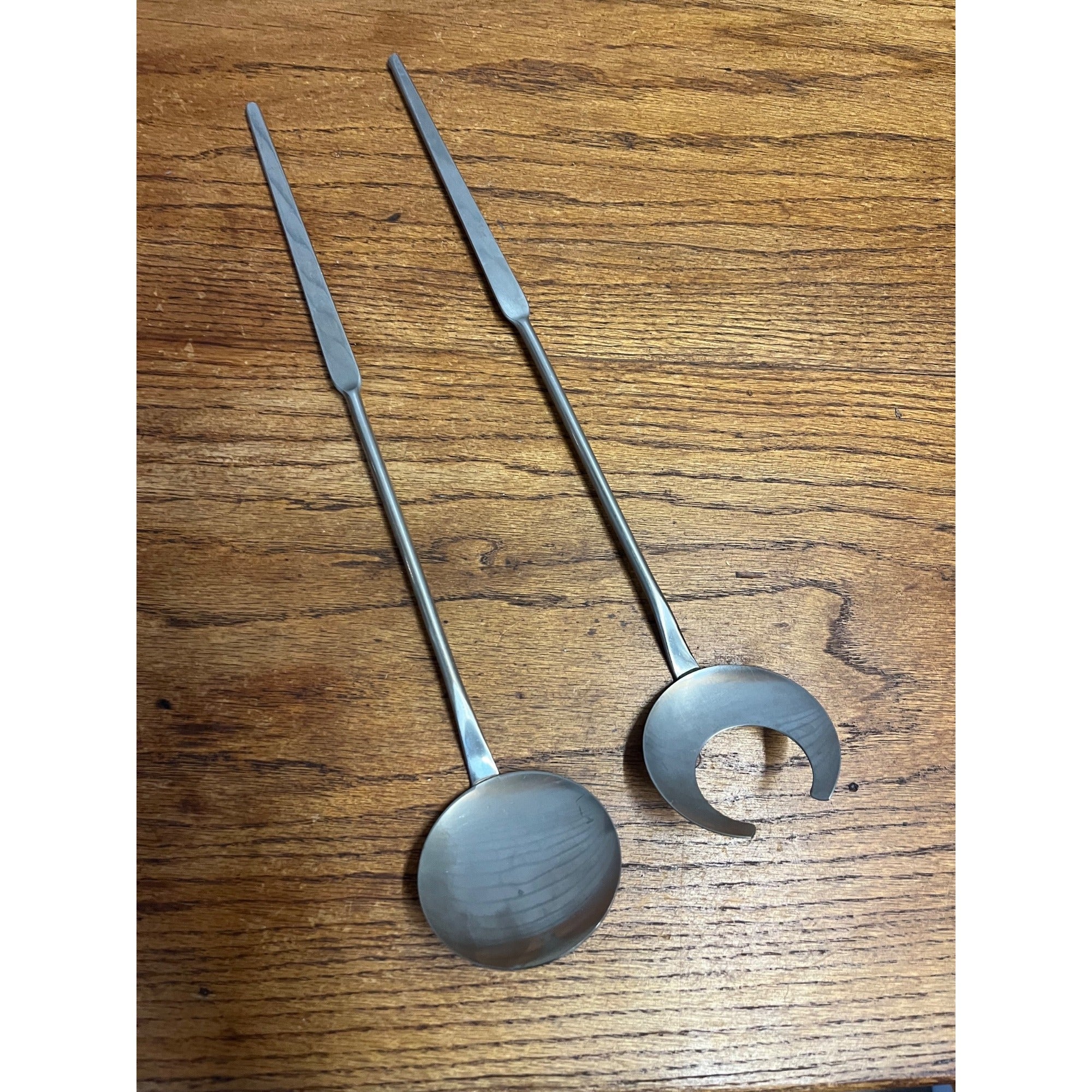 Vintage 1960s MCM Gabis Stainless Steel Salad Bowl & Serving Utensils Swedish