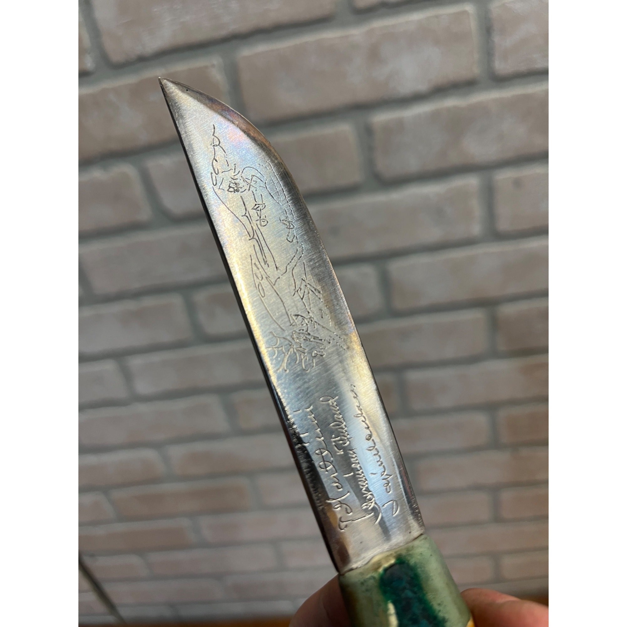 Vintage J. Marttiini Finland Fish Knife w/ Sheath 8.5" Elk or Reindeer Sled