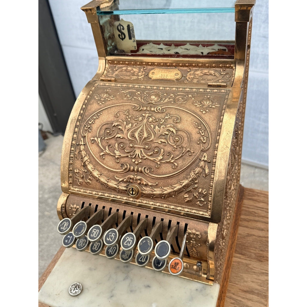 Antique 1900s Brass National Cash Register NCR $1 Candy Store Barber Shop #313