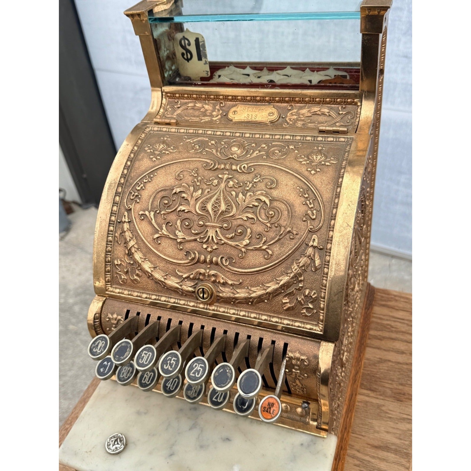 Antique 1900s Brass National Cash Register NCR $1 Candy Store Barber Shop #313