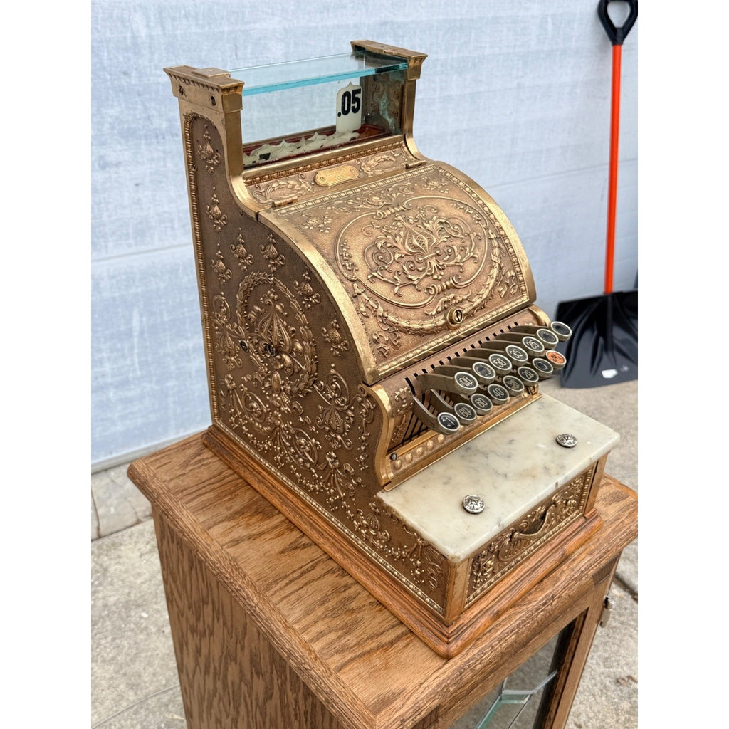 Antique 1900s Brass National Cash Register NCR $1 Candy Store Barber Shop #313