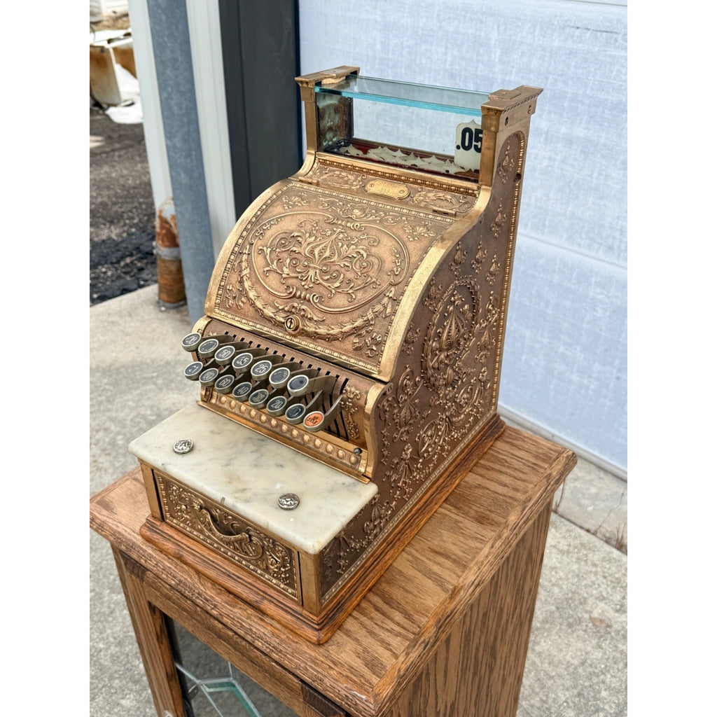 Antique 1900s Brass National Cash Register NCR $1 Candy Store Barber Shop #313