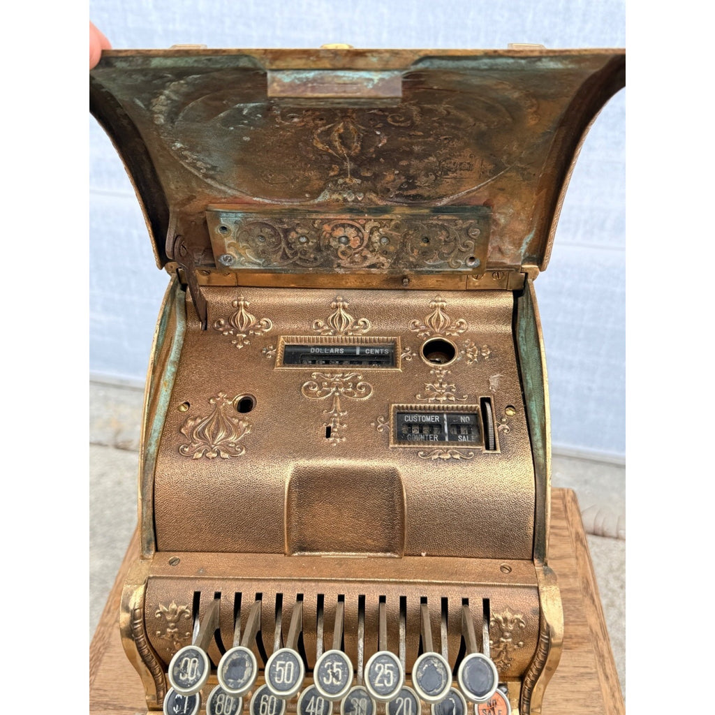 Antique 1900s Brass National Cash Register NCR $1 Candy Store Barber Shop #313