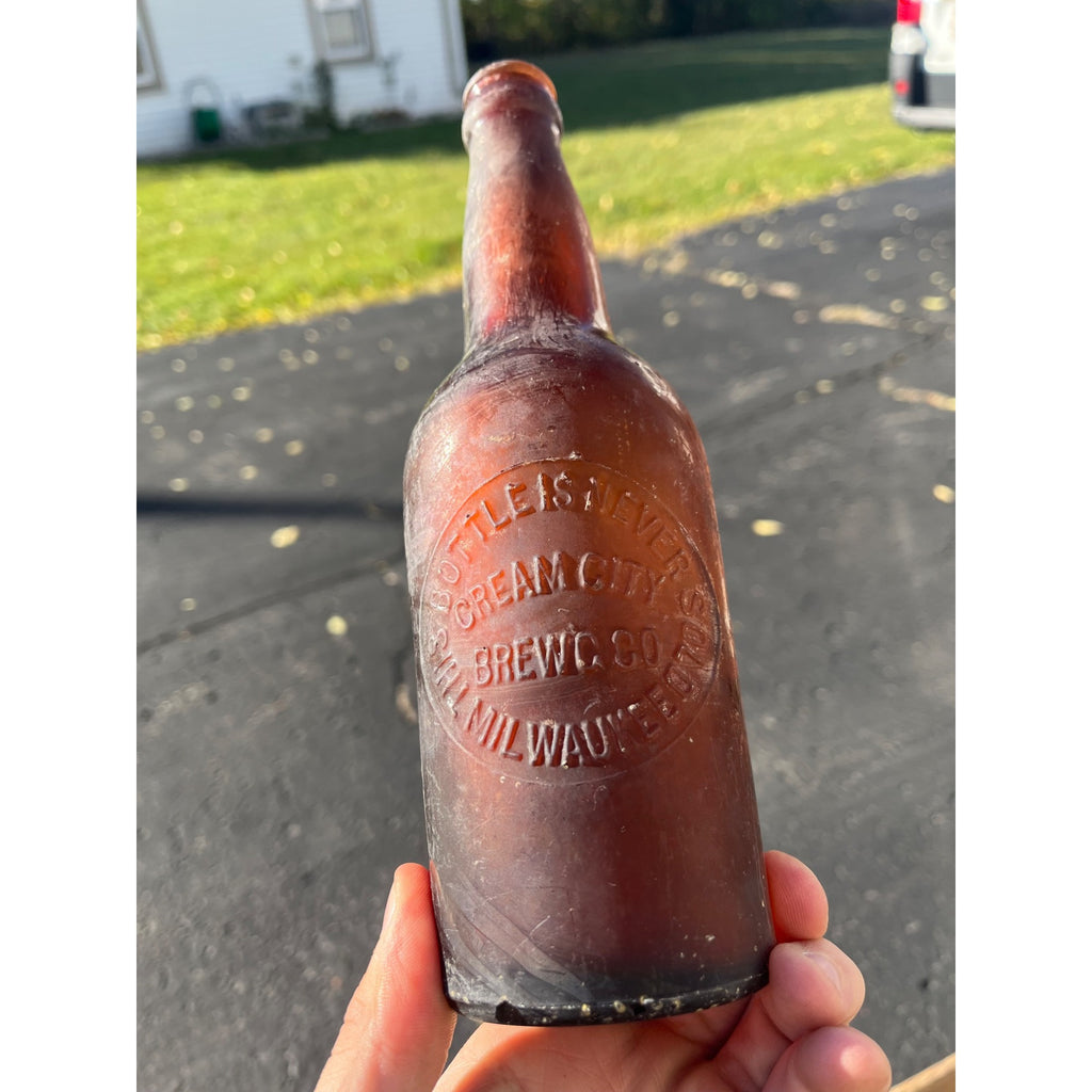 Vintage Pre-Pro Cream City Brewing Co. Amber Brown Beer Bottle Milwaukee Wis