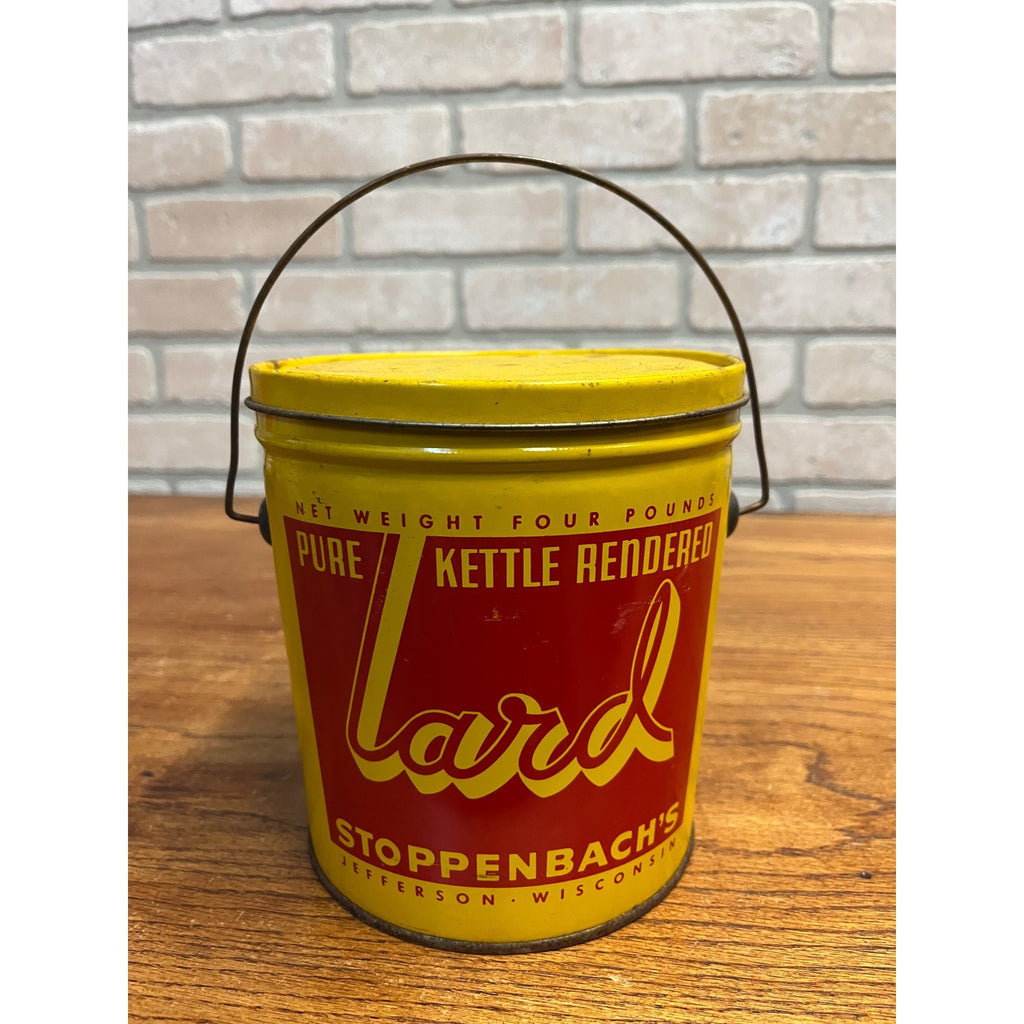 Vintage Stoppenbachs Rendered 2 Lb Pure Lard Jefferson Wi Advertising Pail Can