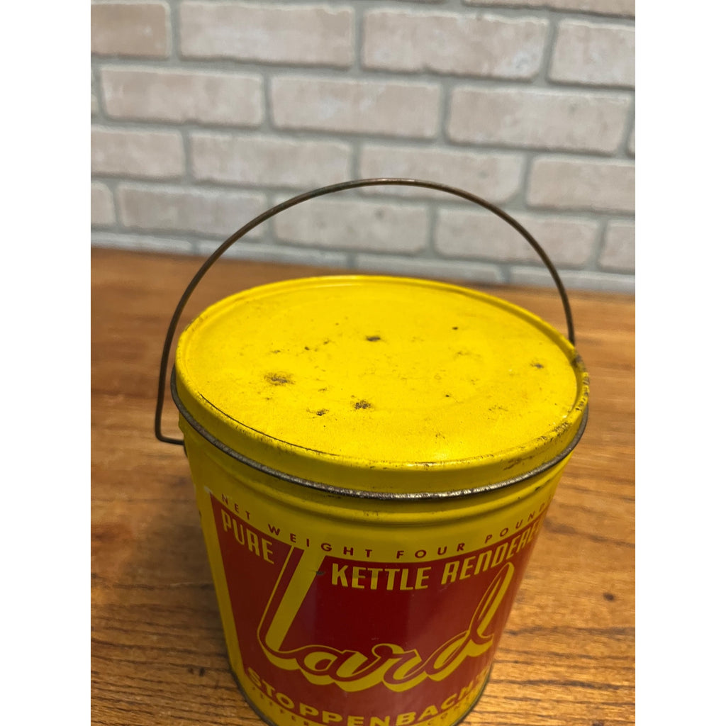 Vintage Stoppenbachs Rendered 2 Lb Pure Lard Jefferson Wi Advertising Pail Can