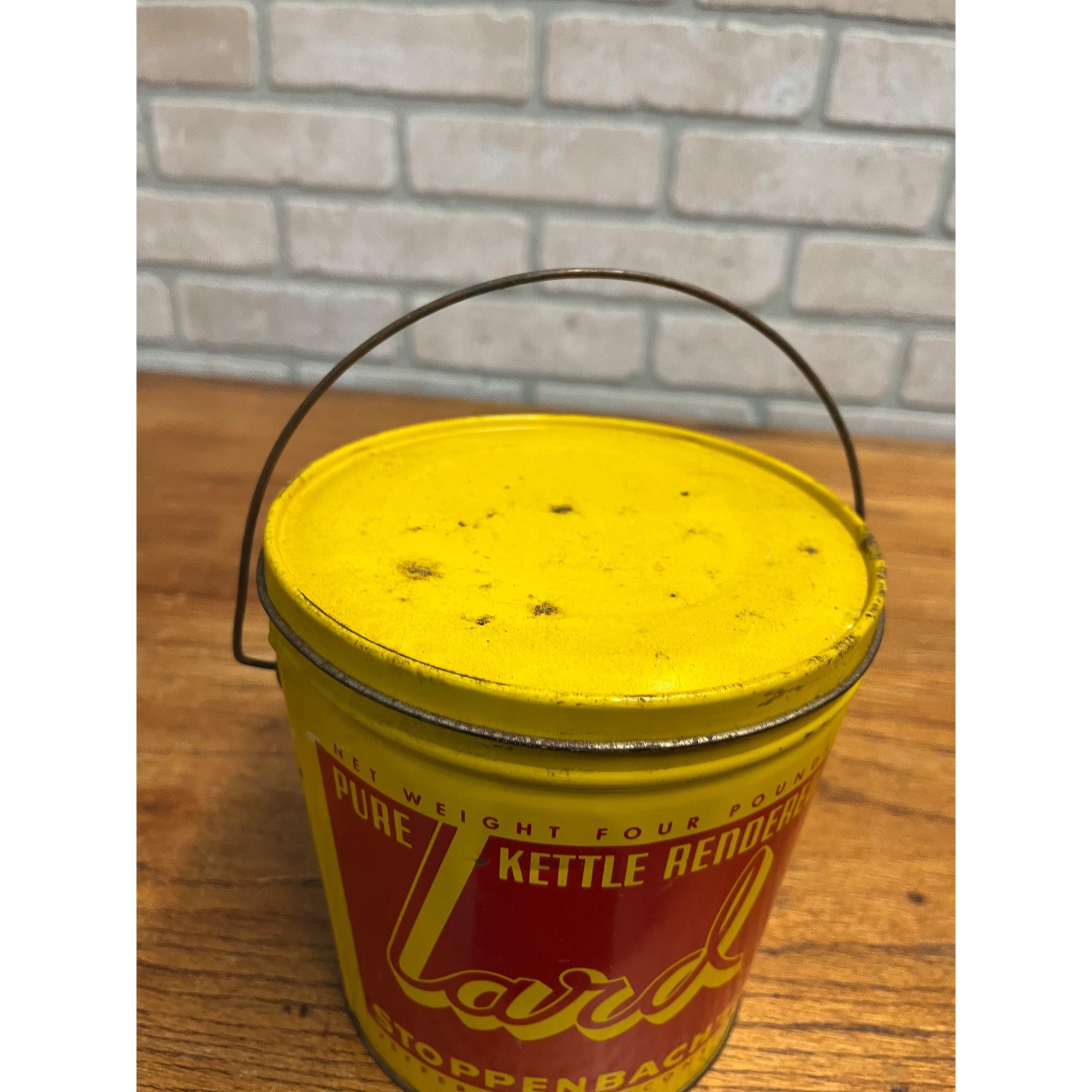 Vintage Stoppenbachs Rendered 2 Lb Pure Lard Jefferson Wi Advertising Pail Can