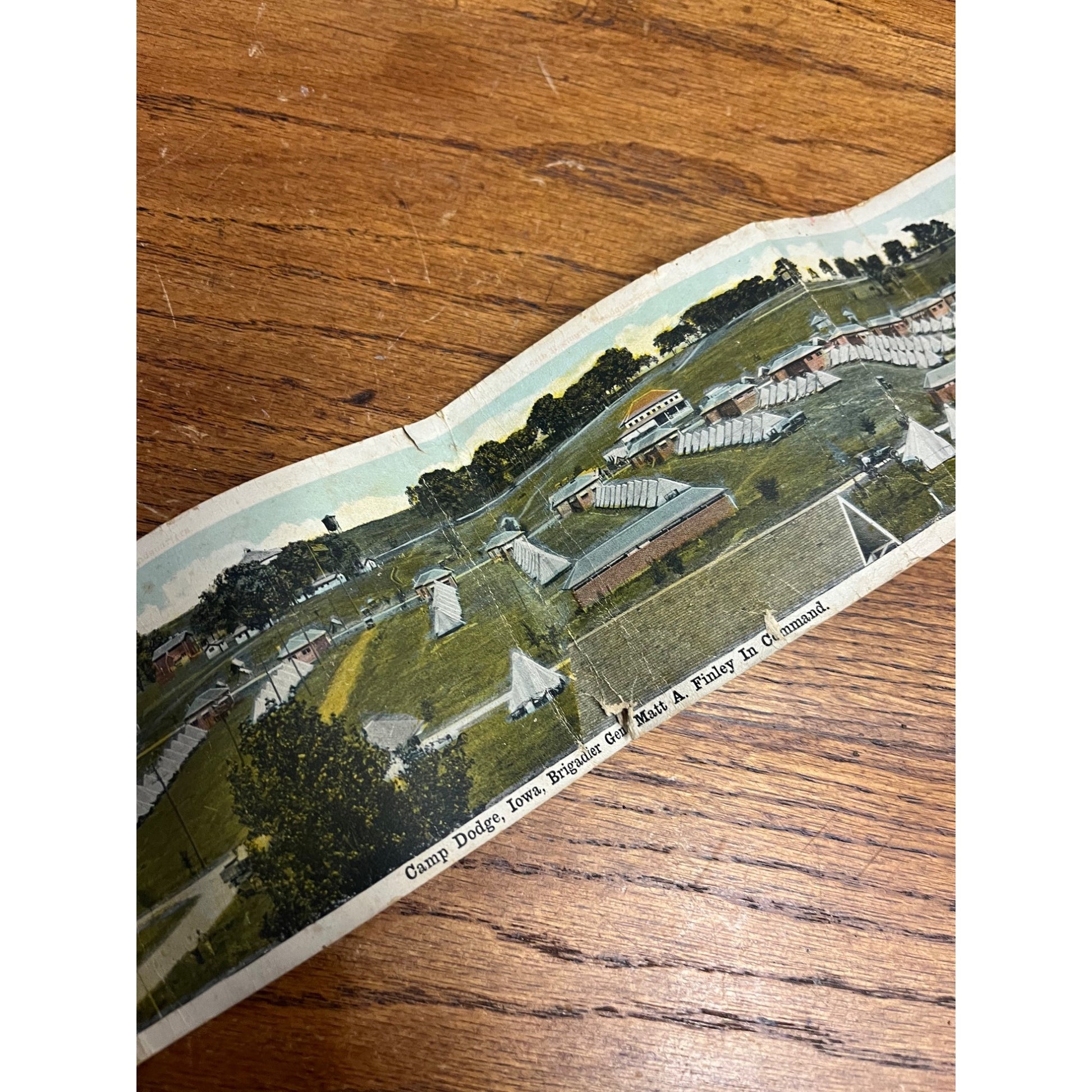 Original Camp Dodge Iowa Folding 30" Long Postcard WW1 Army WWI World War