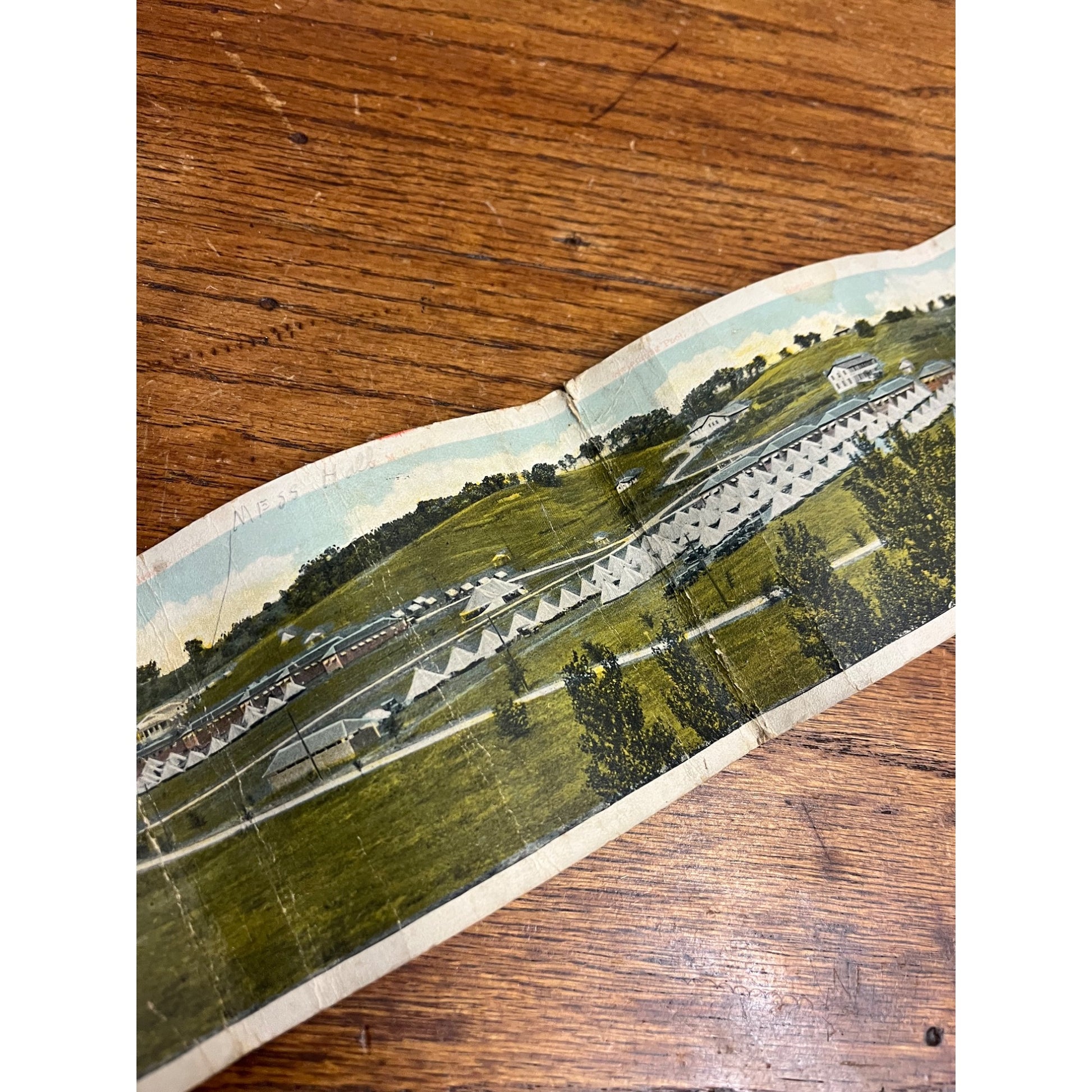 Original Camp Dodge Iowa Folding 30" Long Postcard WW1 Army WWI World War