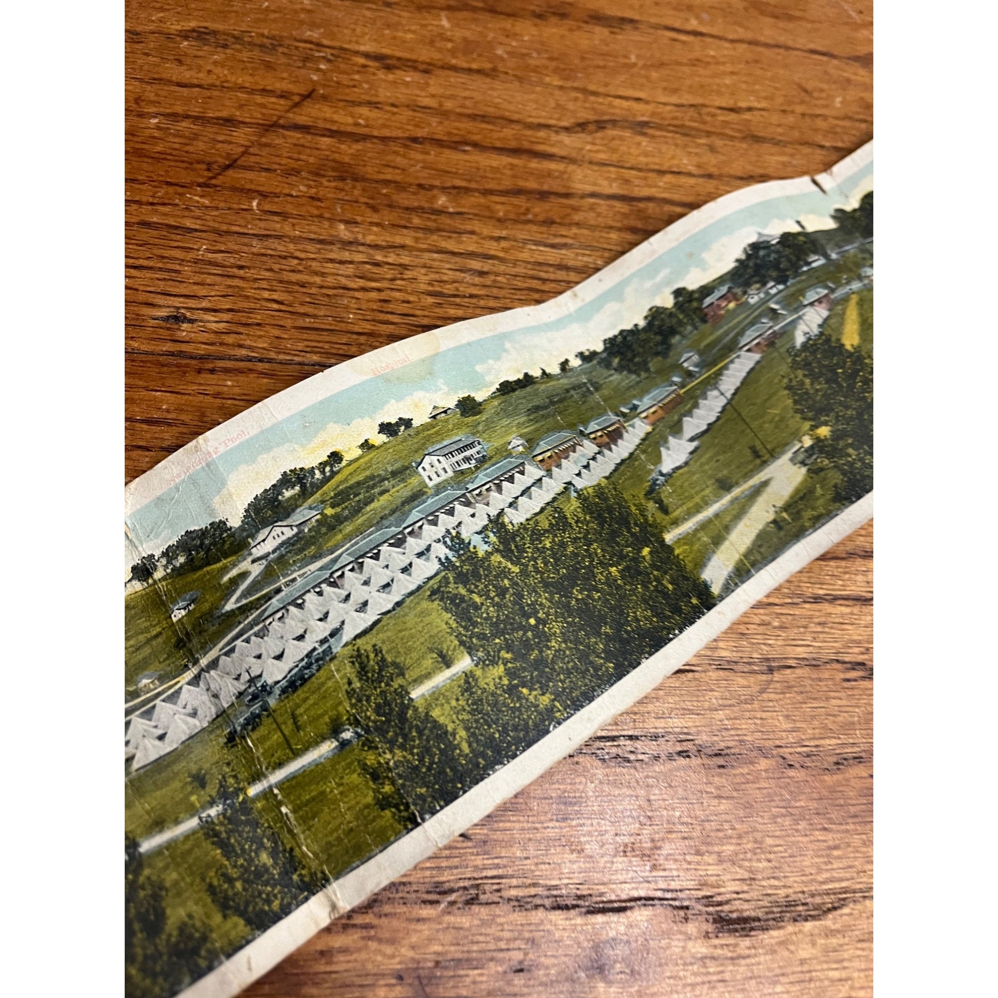 Original Camp Dodge Iowa Folding 30" Long Postcard WW1 Army WWI World War