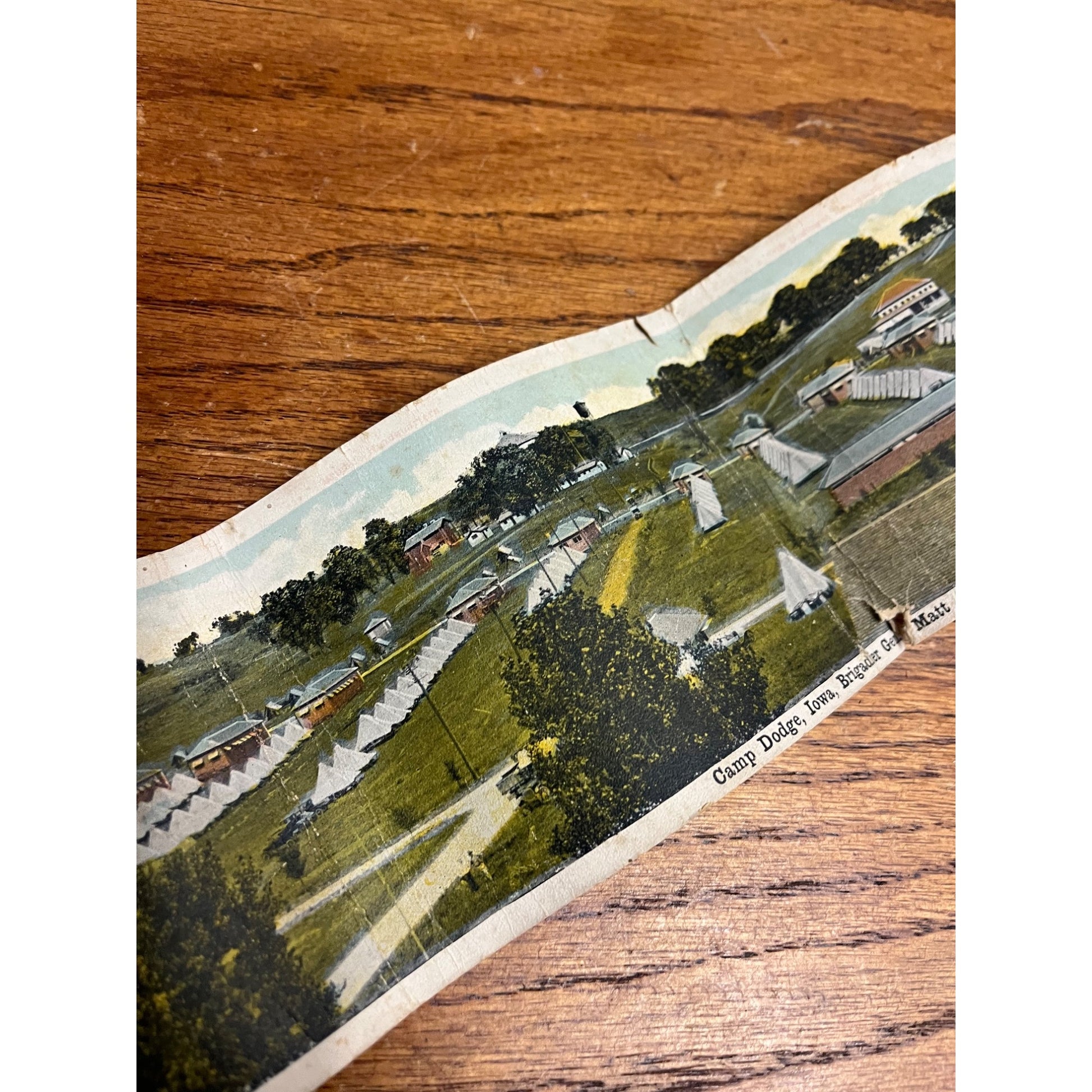 Original Camp Dodge Iowa Folding 30" Long Postcard WW1 Army WWI World War
