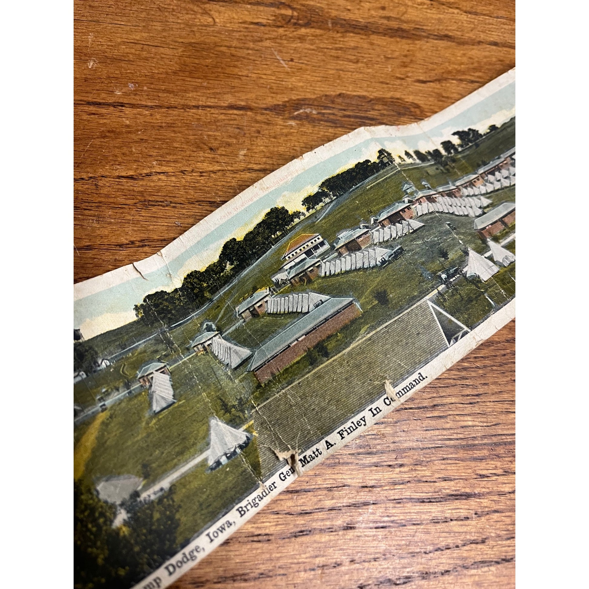 Original Camp Dodge Iowa Folding 30" Long Postcard WW1 Army WWI World War