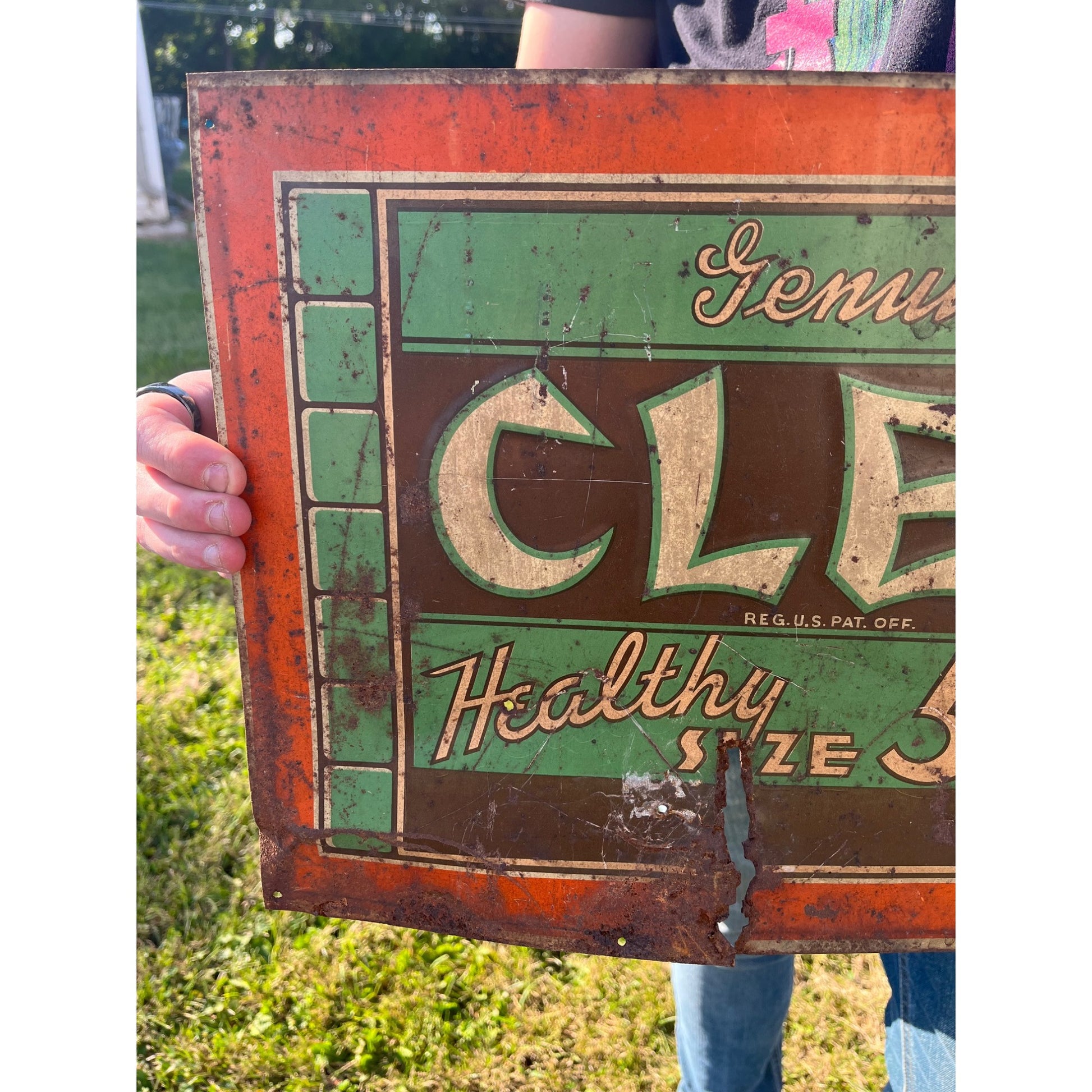 RARE Vintage 1930s Cleo Cola Egyptian Tin Metal Embossed Soda Advertising Sign