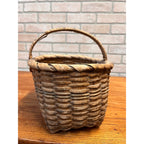 Antique 19th Century American Oak Splint Gathering Basket Primitive Folk Art
