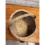 Antique 19th Century American Oak Splint Gathering Basket Primitive Folk Art