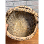 Antique 19th Century American Oak Splint Gathering Basket Primitive Folk Art