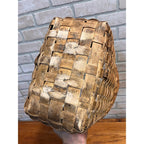 Antique 19th Century American Oak Splint Gathering Basket Primitive Folk Art