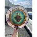 Vintage c1930 Sacred Heart Stained Slag Glass Church Window Panel Religious