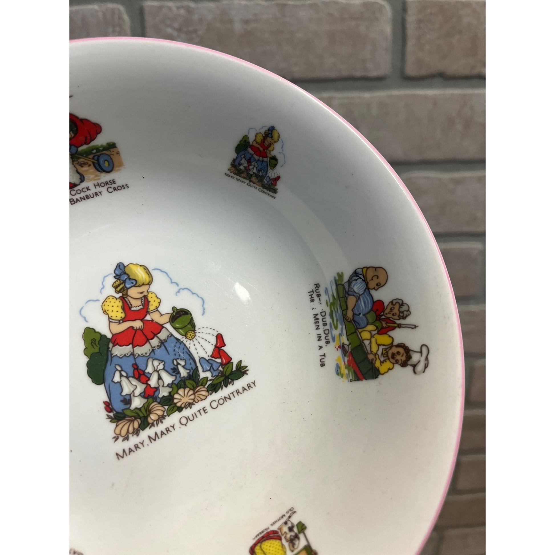 Vintage Nanrich Pottery Fine English Bone China Nursery Rhyme Child's Bowl