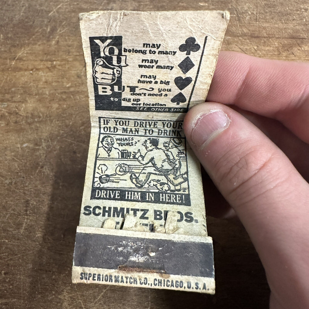 Vintage Charming Bar Tavern Little Chute Wis Advertising Matchbook Cover 1940s