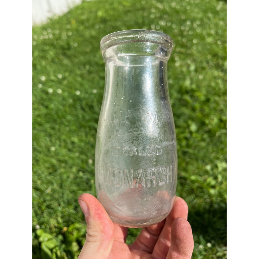 Vintage Half Pint Milk Bottle Monarch Ice Cream Dairy Wadena Minnesota MN