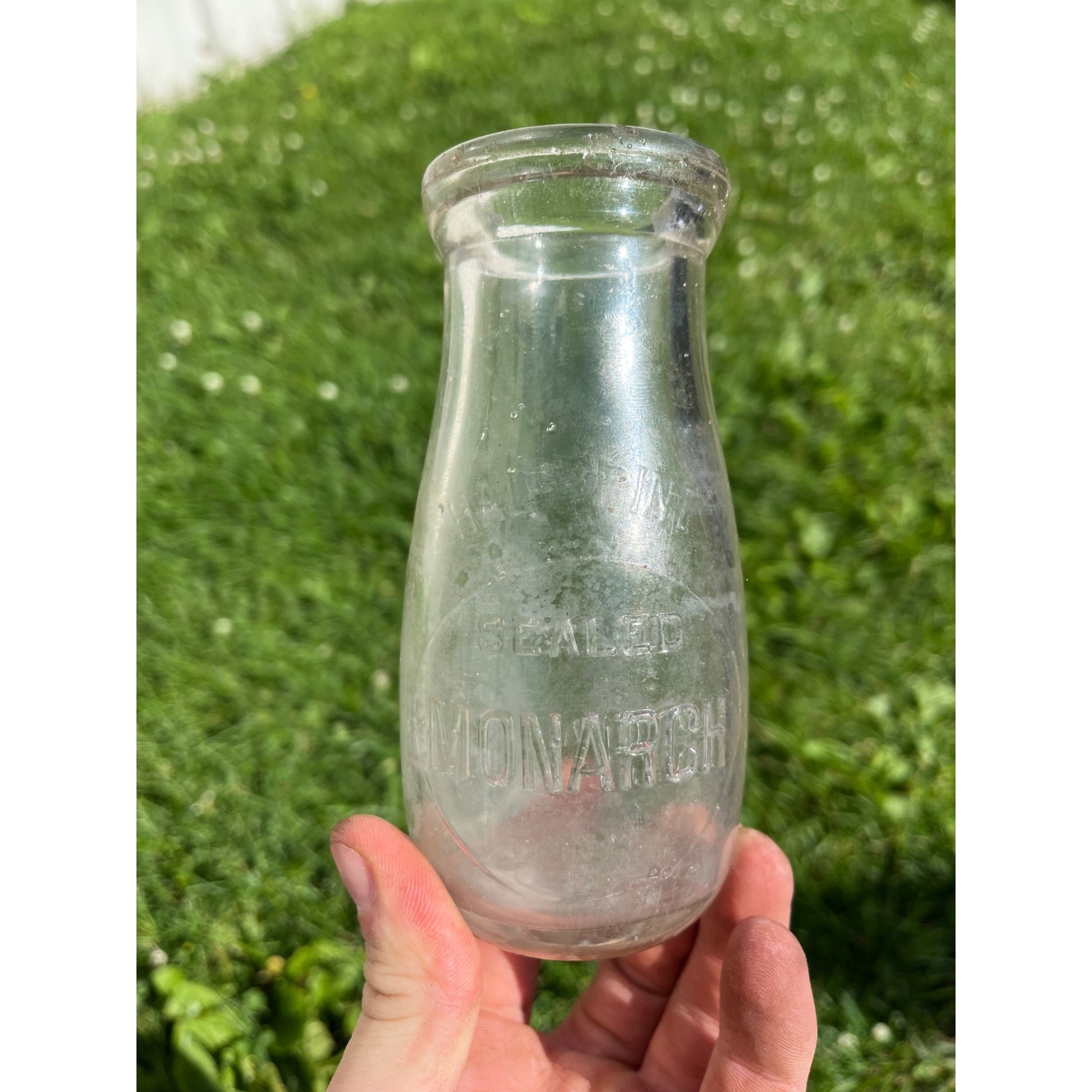 Vintage Half Pint Milk Bottle Monarch Ice Cream Dairy Wadena Minnesota MN
