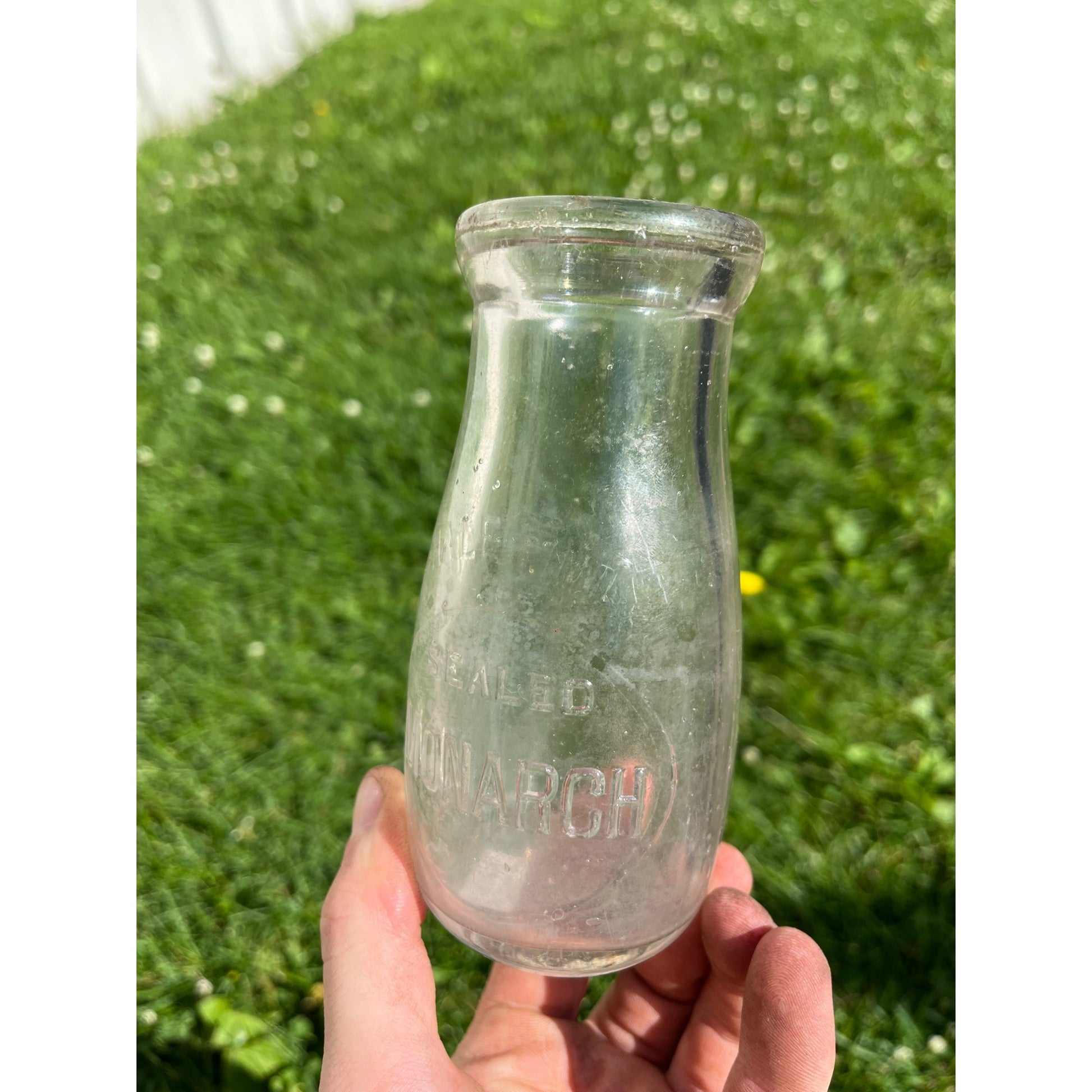 Vintage Half Pint Milk Bottle Monarch Ice Cream Dairy Wadena Minnesota MN