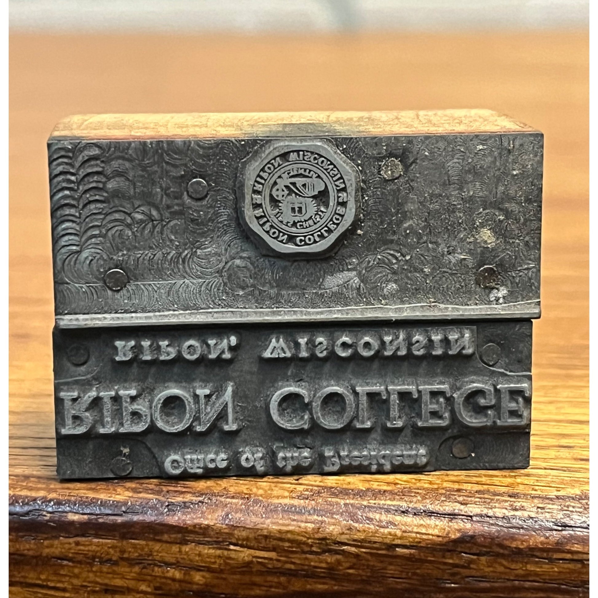 Vintage Ripon College Wisconsin University Letterpress Printing Blocks Lot (2)