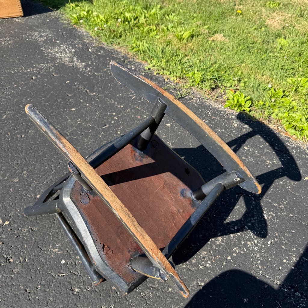 Antique Primitive 19th c. Child's Windsor Rocking Chair Painted Stencil Victorian Farmhouse