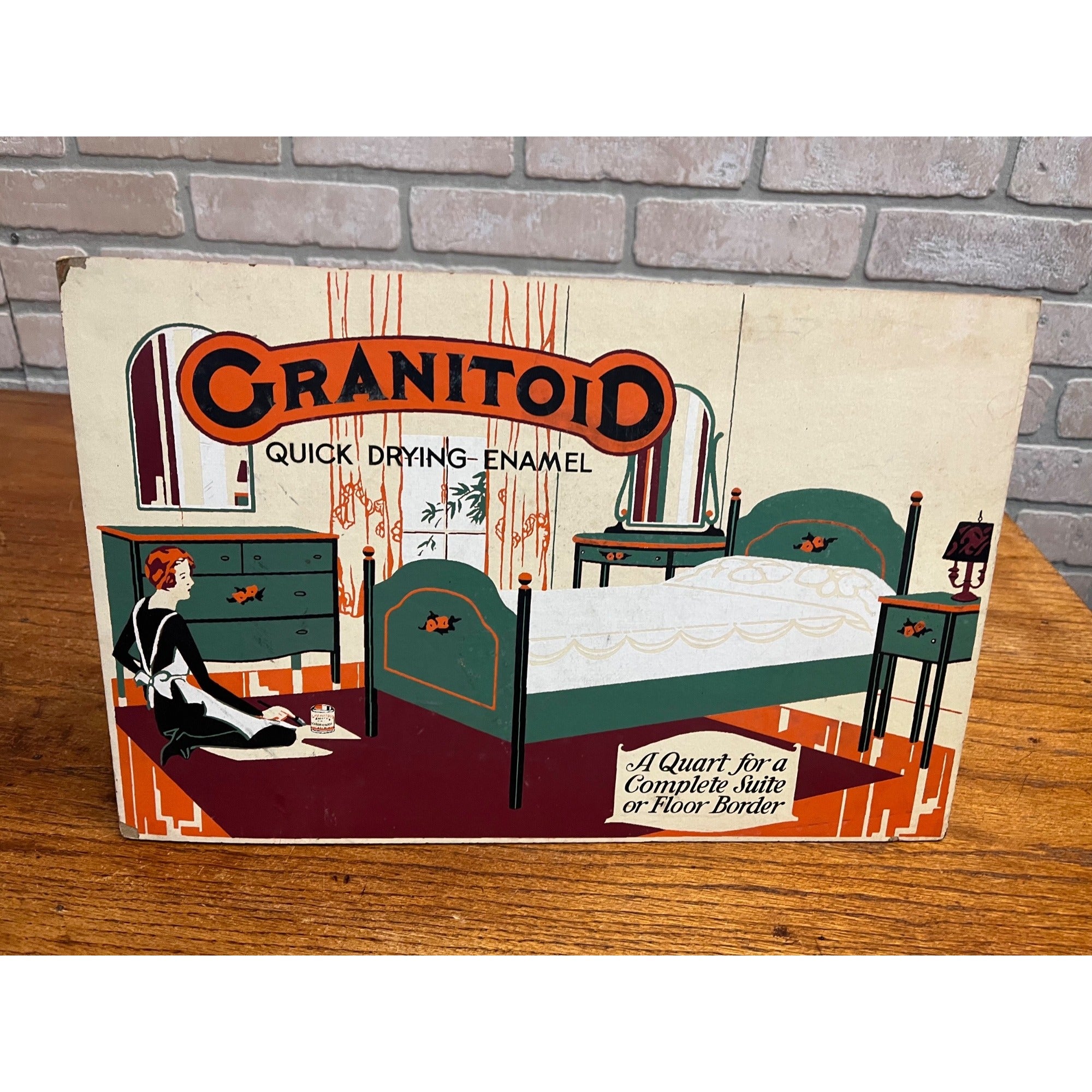 Vintage Granitoid Enamel Paint Advertising Retail Store Countertop Display Sign