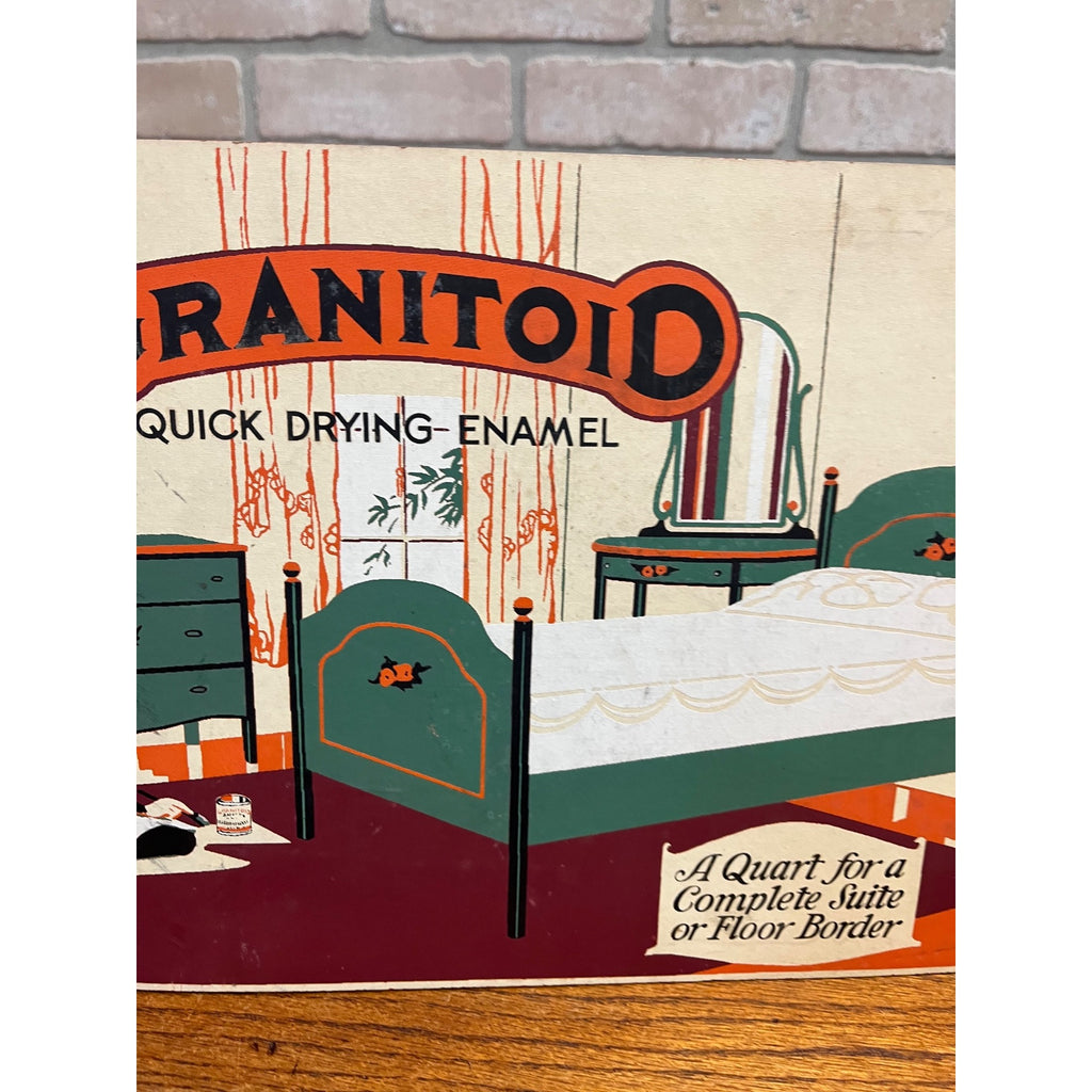 Vintage Granitoid Enamel Paint Advertising Retail Store Countertop Display Sign