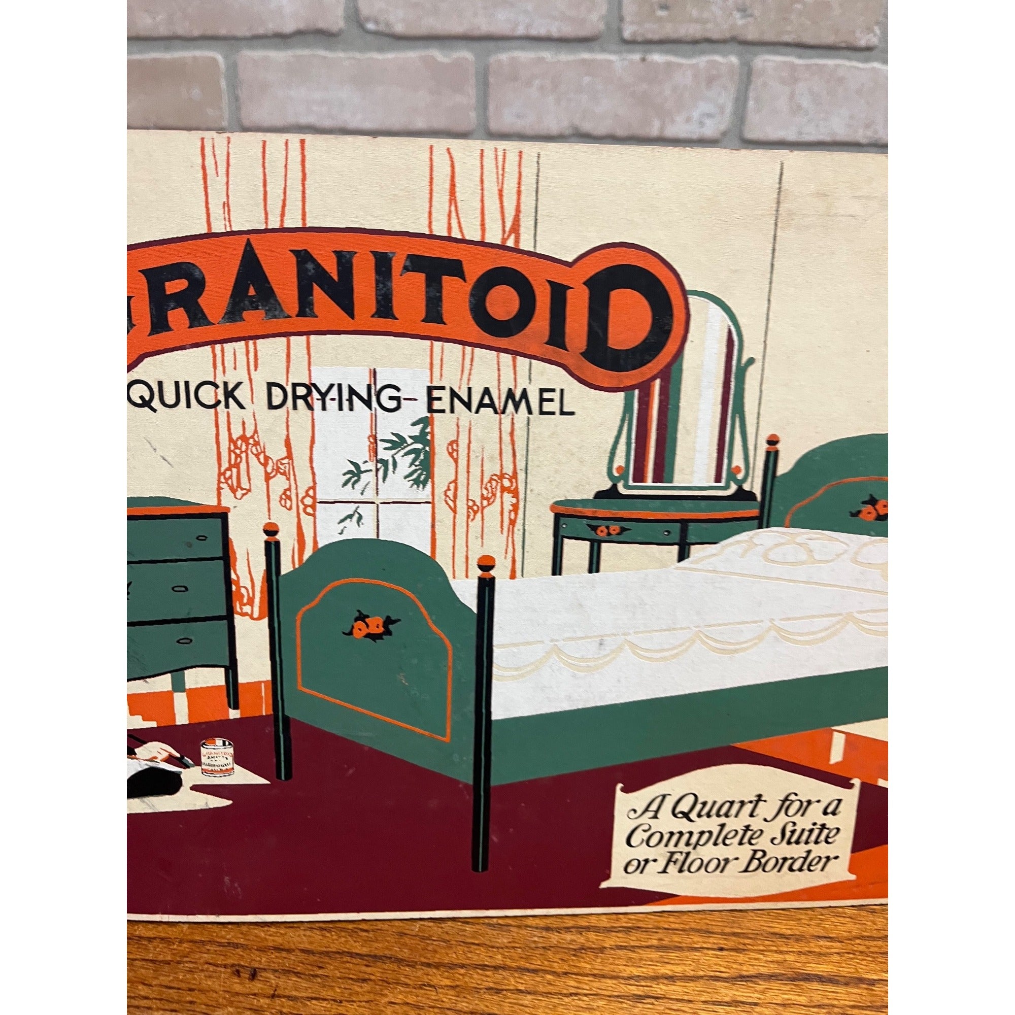 Vintage Granitoid Enamel Paint Advertising Retail Store Countertop Display Sign