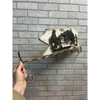 Antique Primitive Wooden Rustic Cowboy Western Flange Sign Wrought Iron Ranch