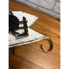 Antique Primitive Wooden Rustic Cowboy Western Flange Sign Wrought Iron Ranch