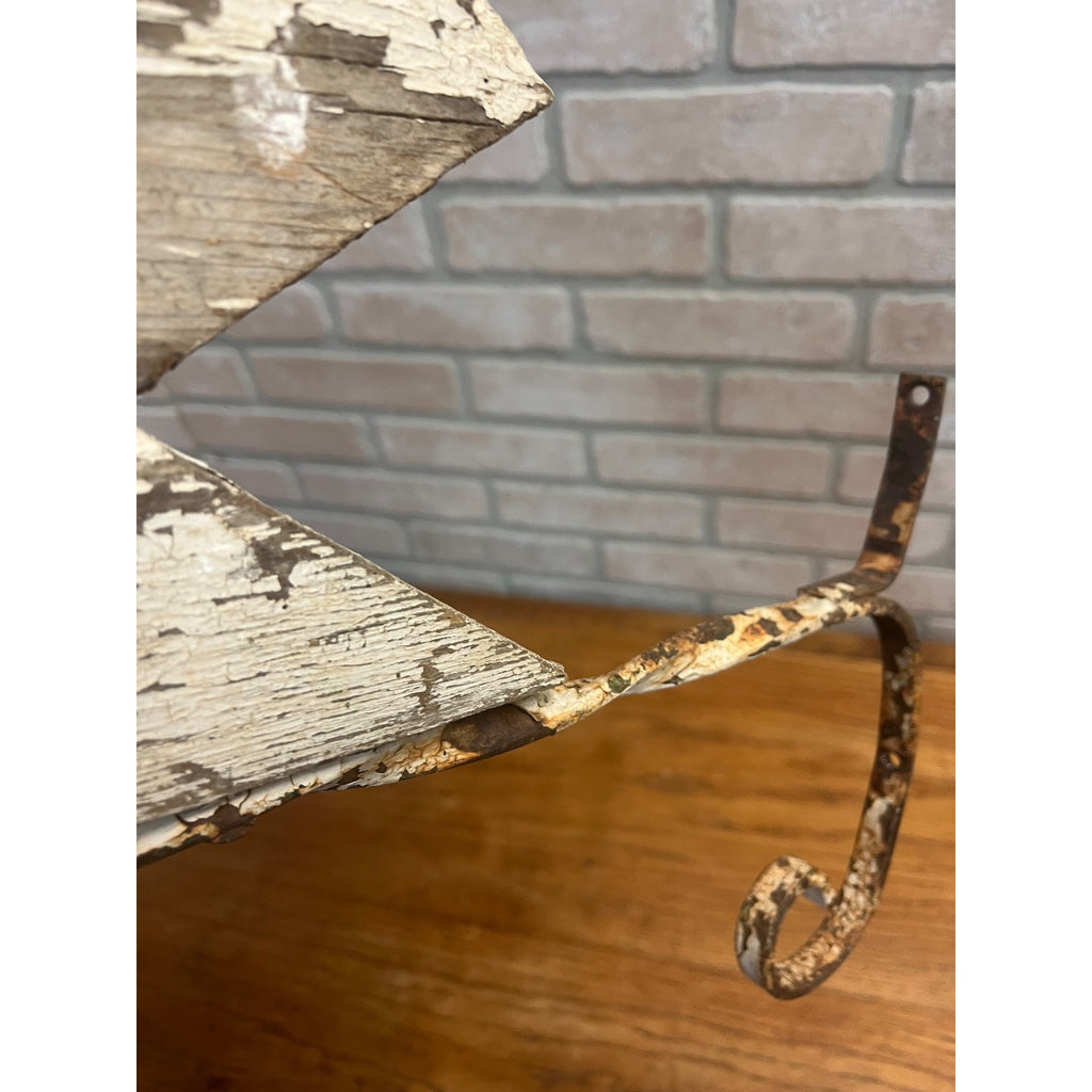 Antique Primitive Wooden Rustic Cowboy Western Flange Sign Wrought Iron Ranch