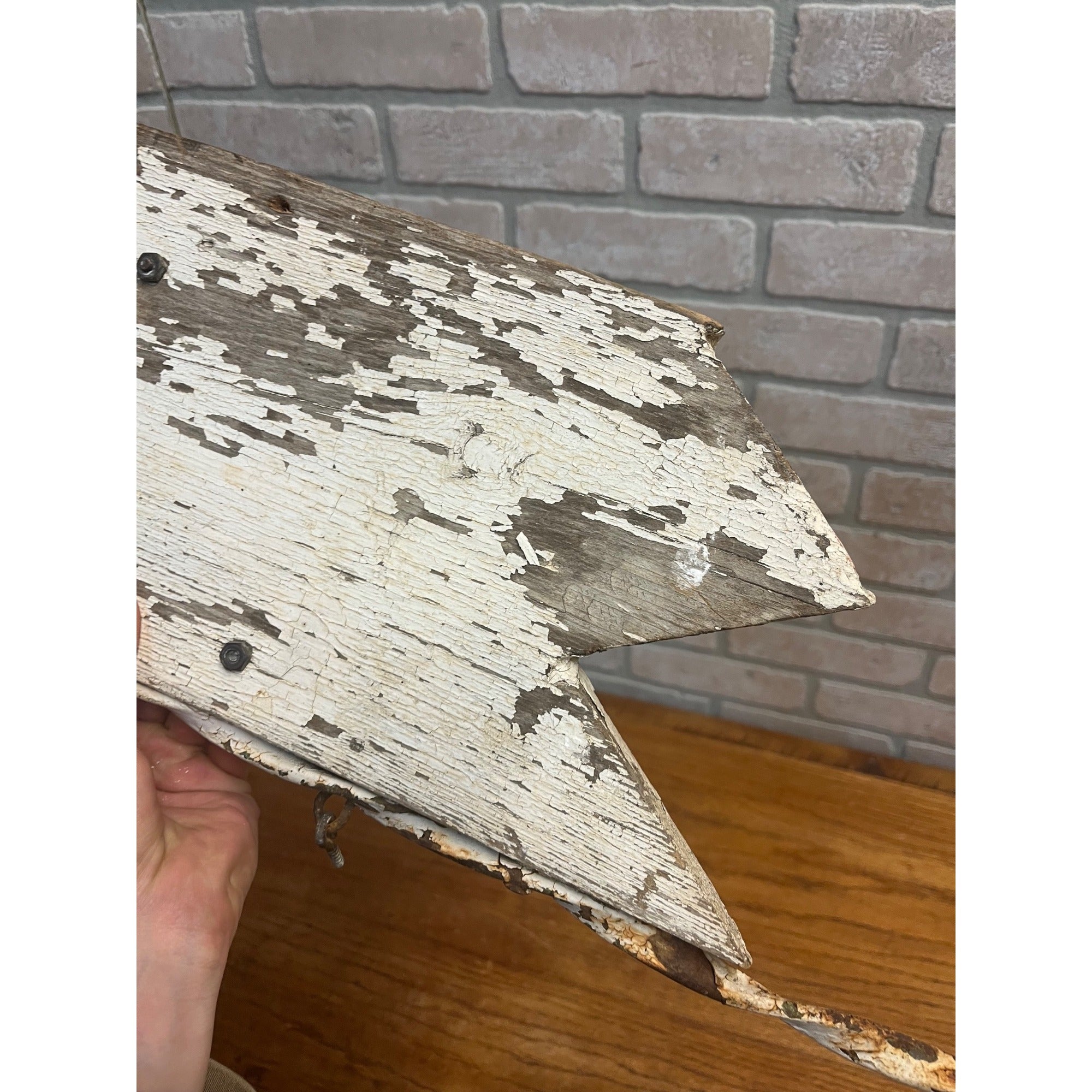 Antique Primitive Wooden Rustic Cowboy Western Flange Sign Wrought Iron Ranch