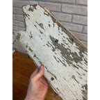 Antique Primitive Wooden Rustic Cowboy Western Flange Sign Wrought Iron Ranch