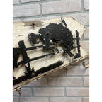 Antique Primitive Wooden Rustic Cowboy Western Flange Sign Wrought Iron Ranch