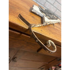 Antique Primitive Wooden Rustic Cowboy Western Flange Sign Wrought Iron Ranch