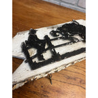 Antique Primitive Wooden Rustic Cowboy Western Flange Sign Wrought Iron Ranch