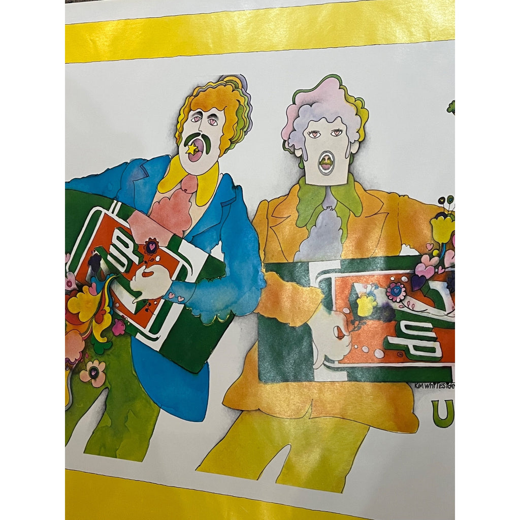 RARE Vintage 1960s 7UP Uncola Poster Kim Whitesides Beatles Un & Un Is Too