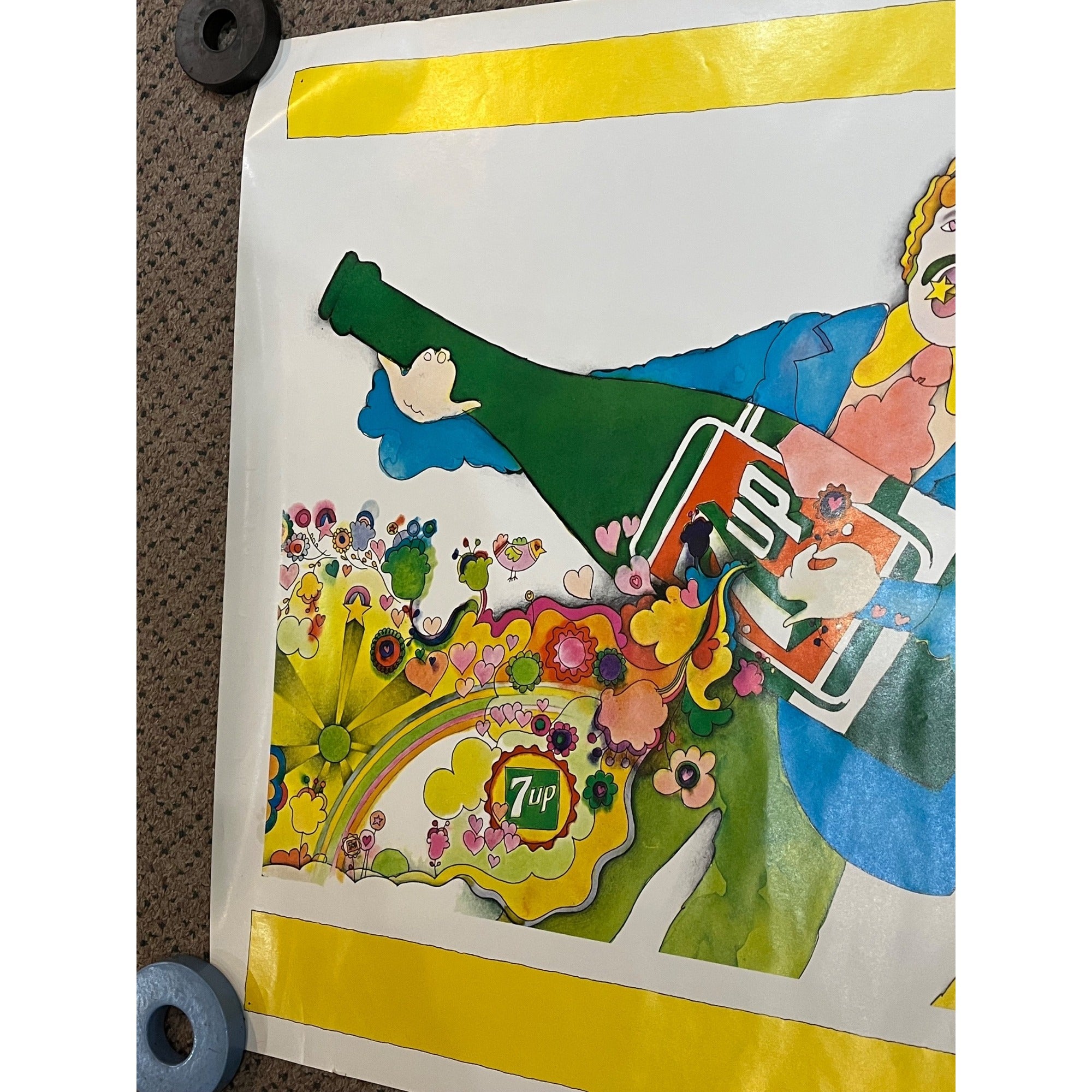 RARE Vintage 1960s 7UP Uncola Poster Kim Whitesides Beatles Un & Un Is Too