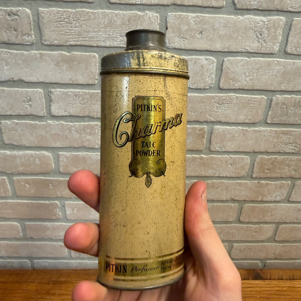 Vintage Pitkins Charma Talc Powder Advertising Tin Pitkin Perfumer New York